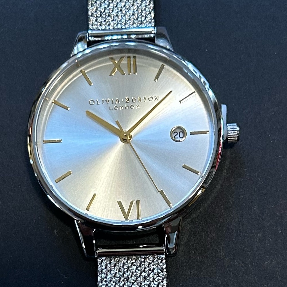 Olivia Watch With 34mm Silver SunRay Face With Silver MeshBracelet - Picture 3 of 9